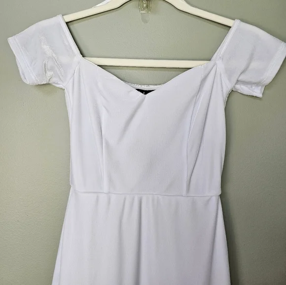 Lulus How Much I Care White Velvet Off-the-Shoulder Midi Dress, Size XS - Picture 10 of 11